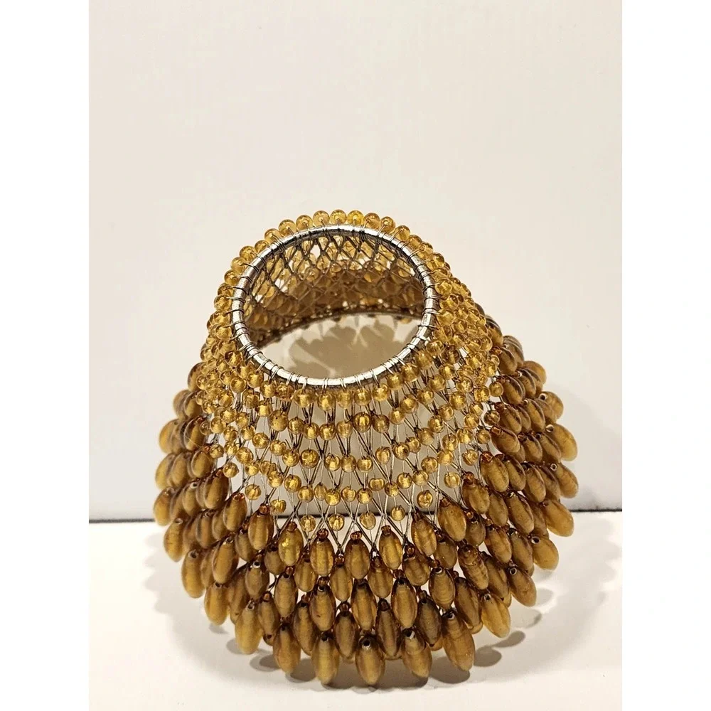 Pottery Barn Amber beaded Candle‎ Lamp Shade